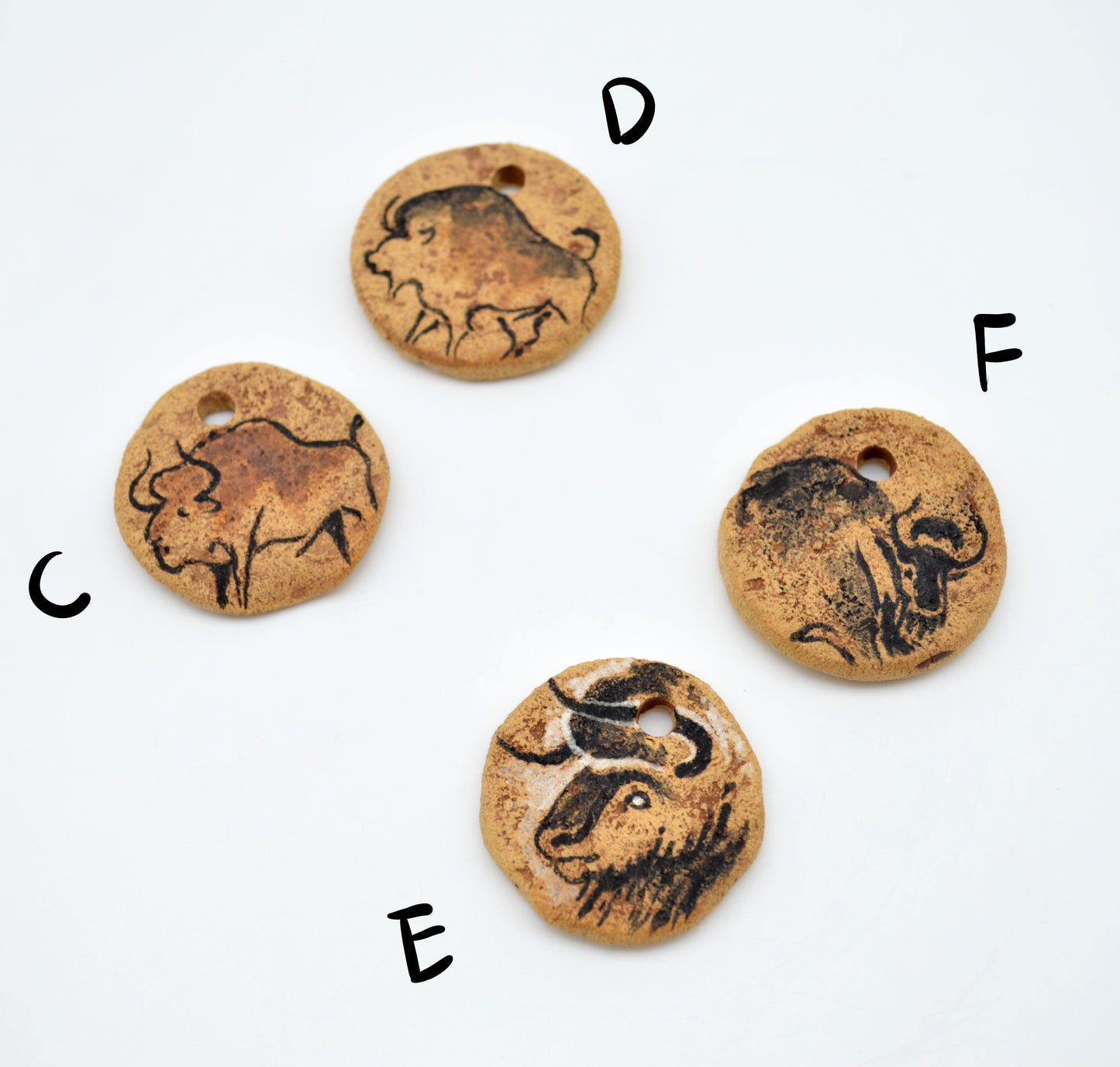 Cave Art Aurochs & Bison Pendants